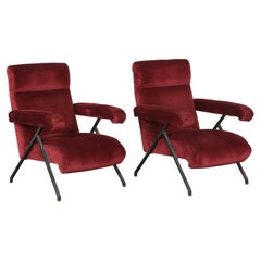 Silvio Cavatorta, Pair of Armchairs with Reclining Position, 1950s Silvio Cavatorta, Pair of Armchairs with Reclining Position, 1950s