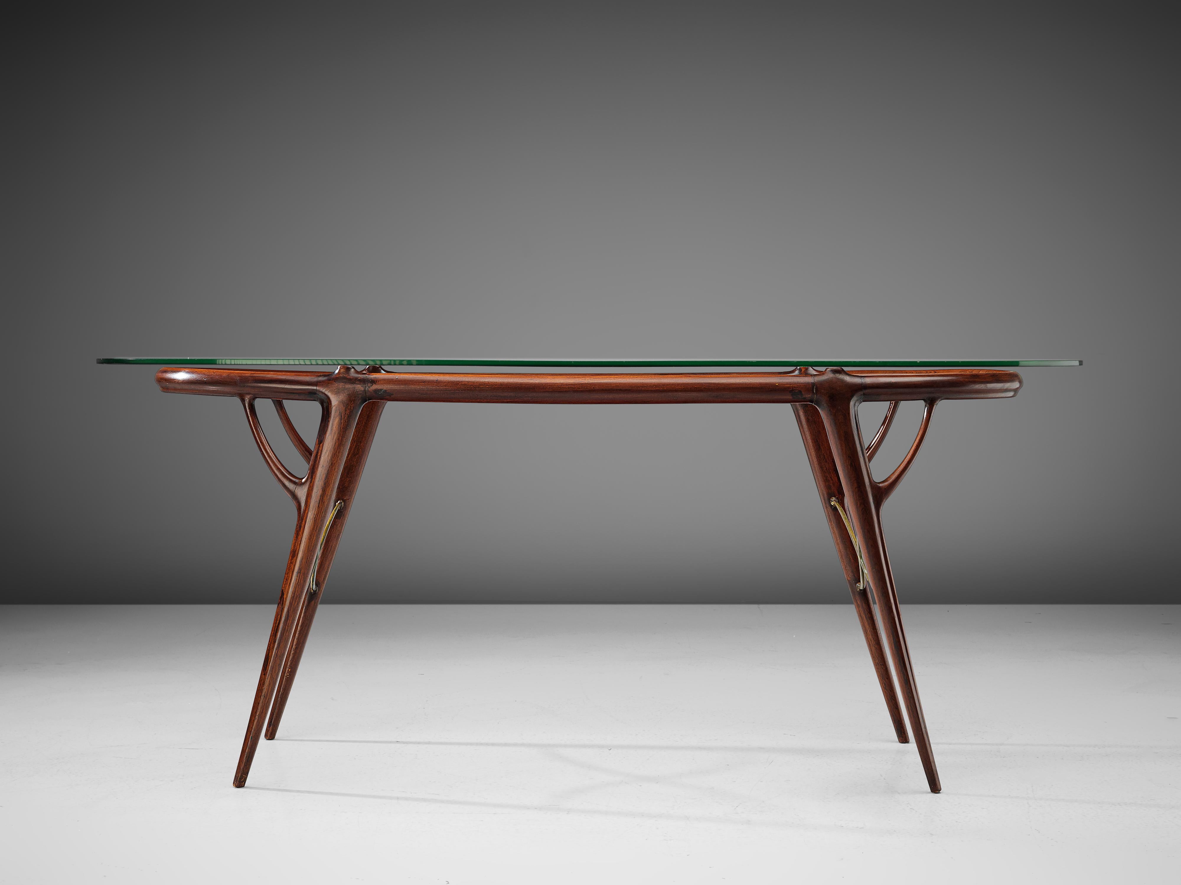 1950s Italian Sculptural Table in Mahogany and Brass  4