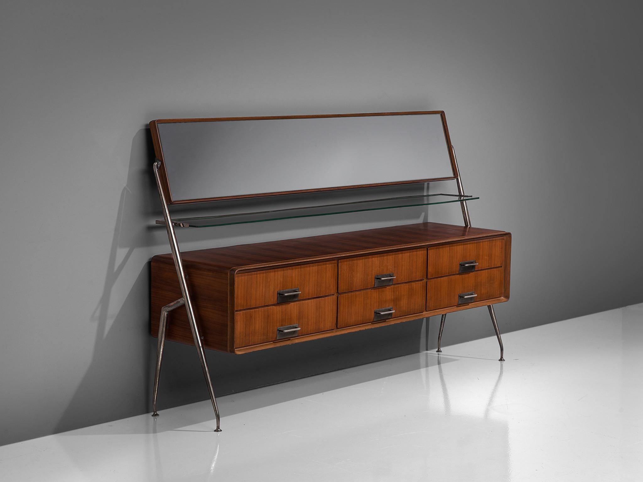 Silvio Cavatorta Sideboard in Mahogany with Mirror In Good Condition For Sale In Waalwijk, NL