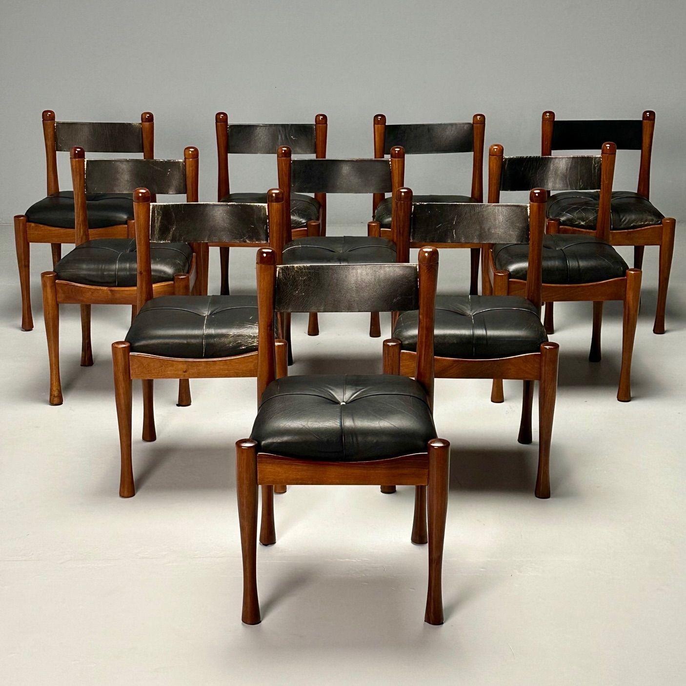 Silvio Coppola, Bernini, Italian Mid-Century Modern, Dining Chairs, Walnut 1960s In Good Condition In Manhasset, NY