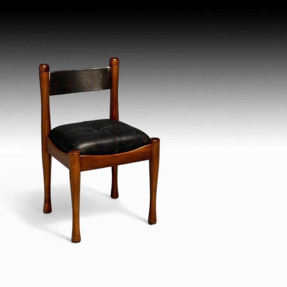 Mid-20th Century Silvio Coppola, Bernini, Italian Mid-Century Modern, Dining Chairs, Walnut 1960s