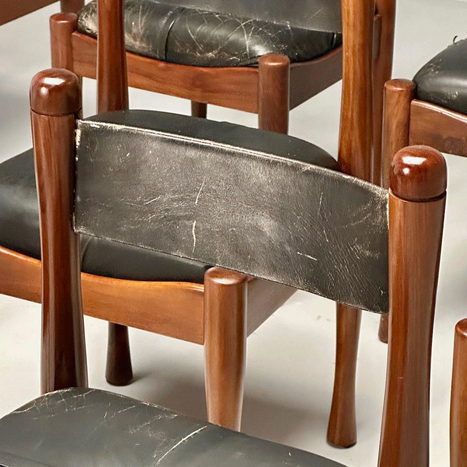 Silvio Coppola, Bernini, Italian Mid-Century Modern, Dining Chairs, Walnut 1960s 1