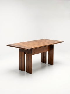 Tavolo da pranzo di Silvio Coppola per Roche Bobois, pino massiccio - Francia - anni '70
