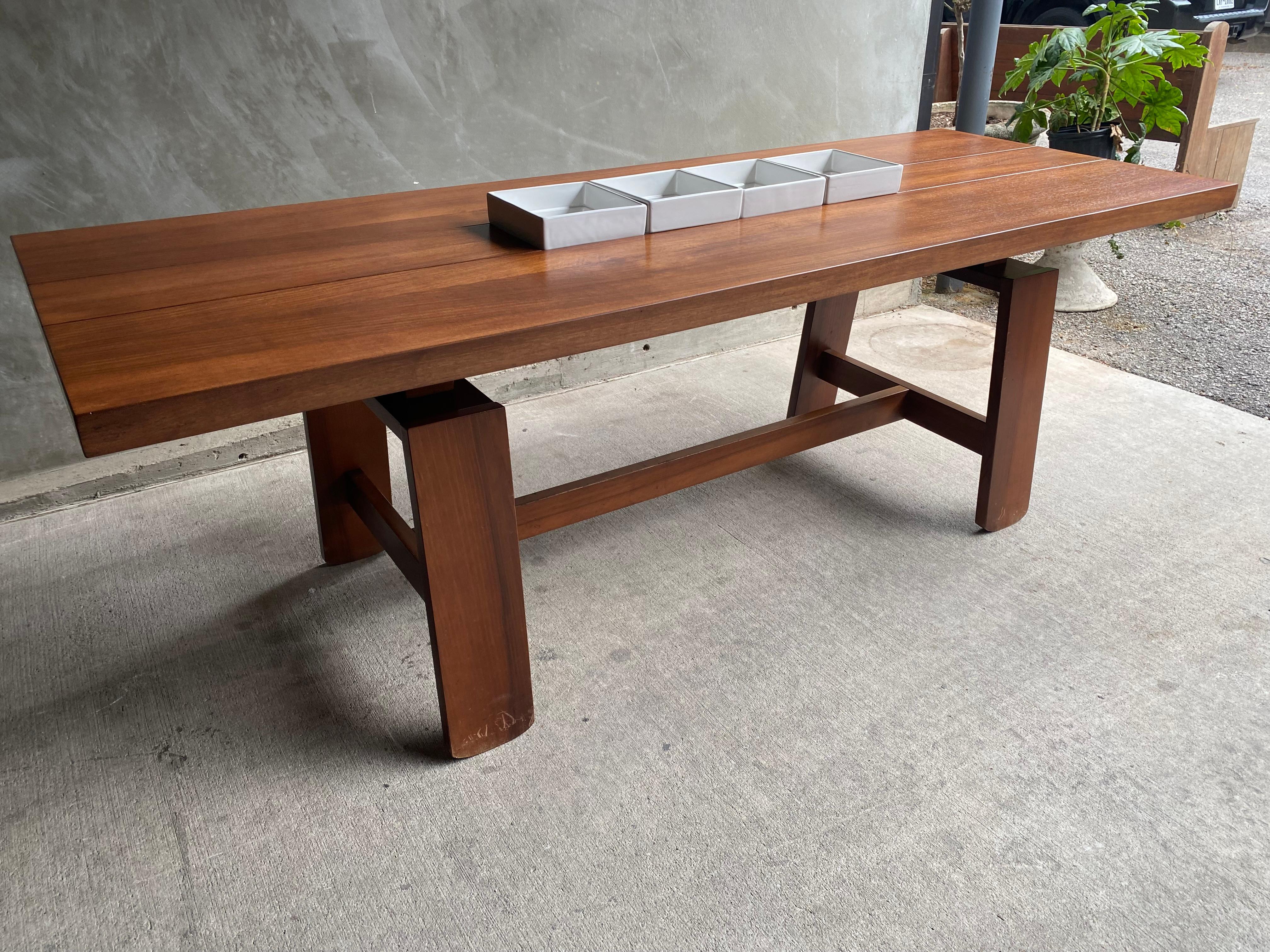 Silvio Coppola Walnut Dining Table with Ceramic Inserts, Italy, 1968 5