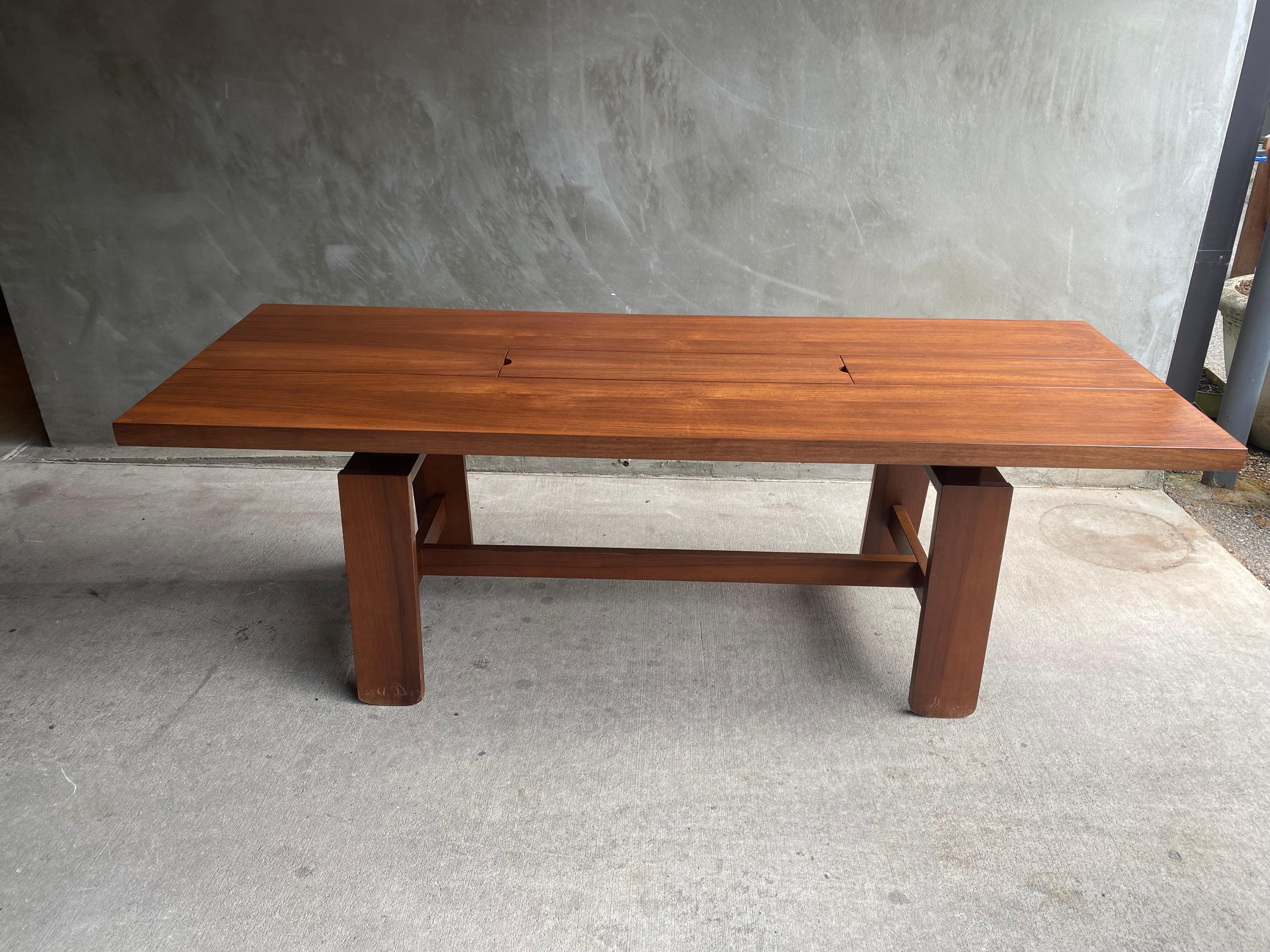 Silvio Coppola Walnut Dining Table with Ceramic Inserts, Italy, 1968 In Good Condition In Austin, TX
