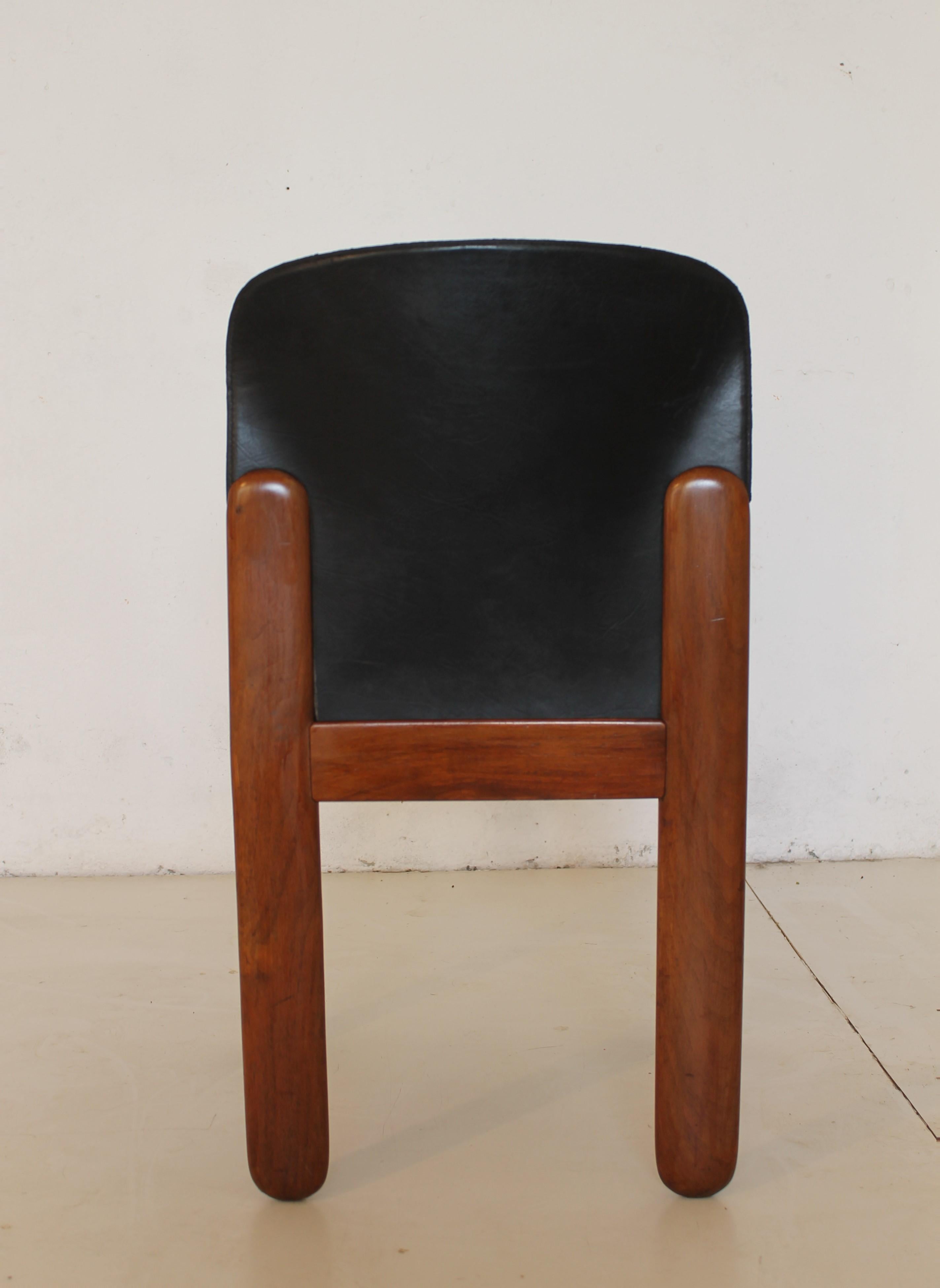 Silvio Coppola for Bernini Black Leather Chairs, Italy, 1971 In Good Condition In Sacile, PN