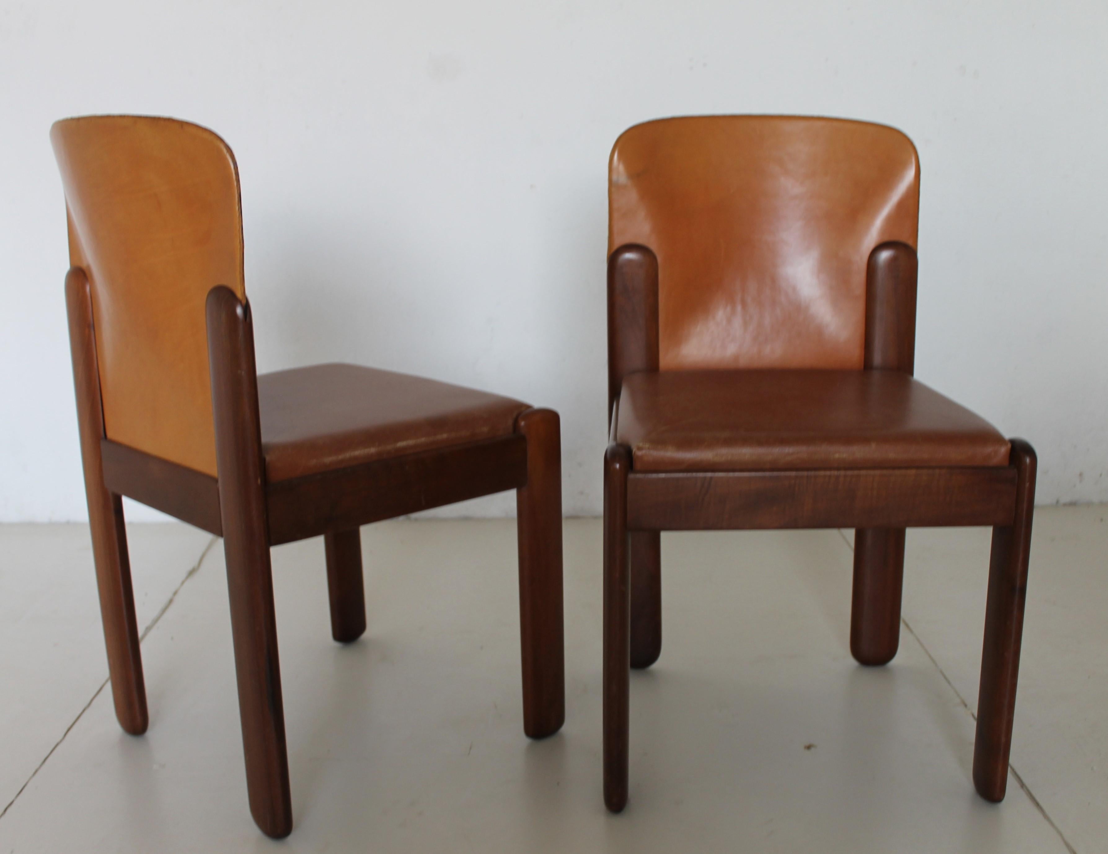 Silvio Coppola for Bernini Brown Leather Chairs, Italy, 1971 1