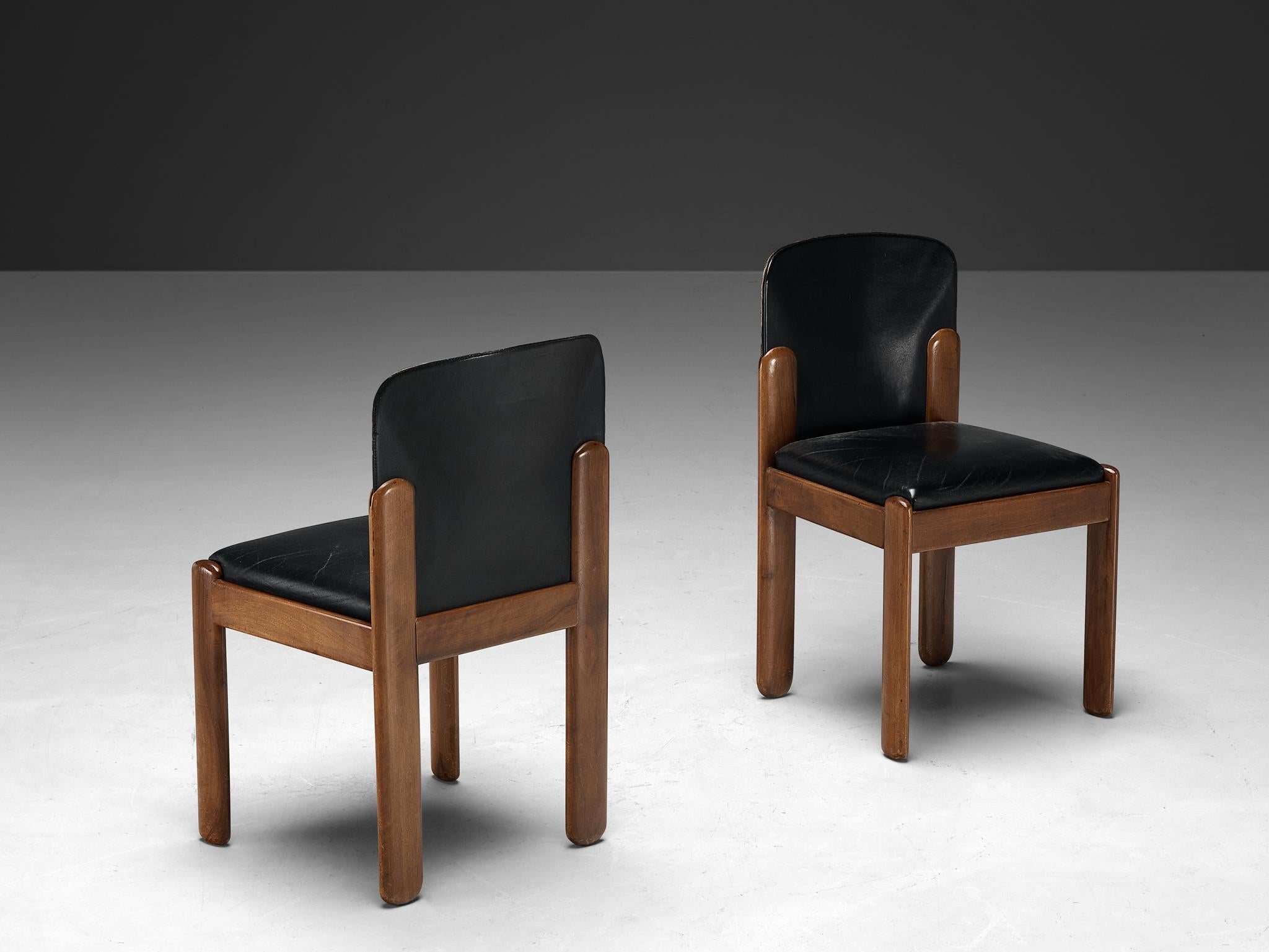 Mid-Century Modern Silvio Coppola for Bernini Set of Eight Dining Chairs in Walnut  For Sale