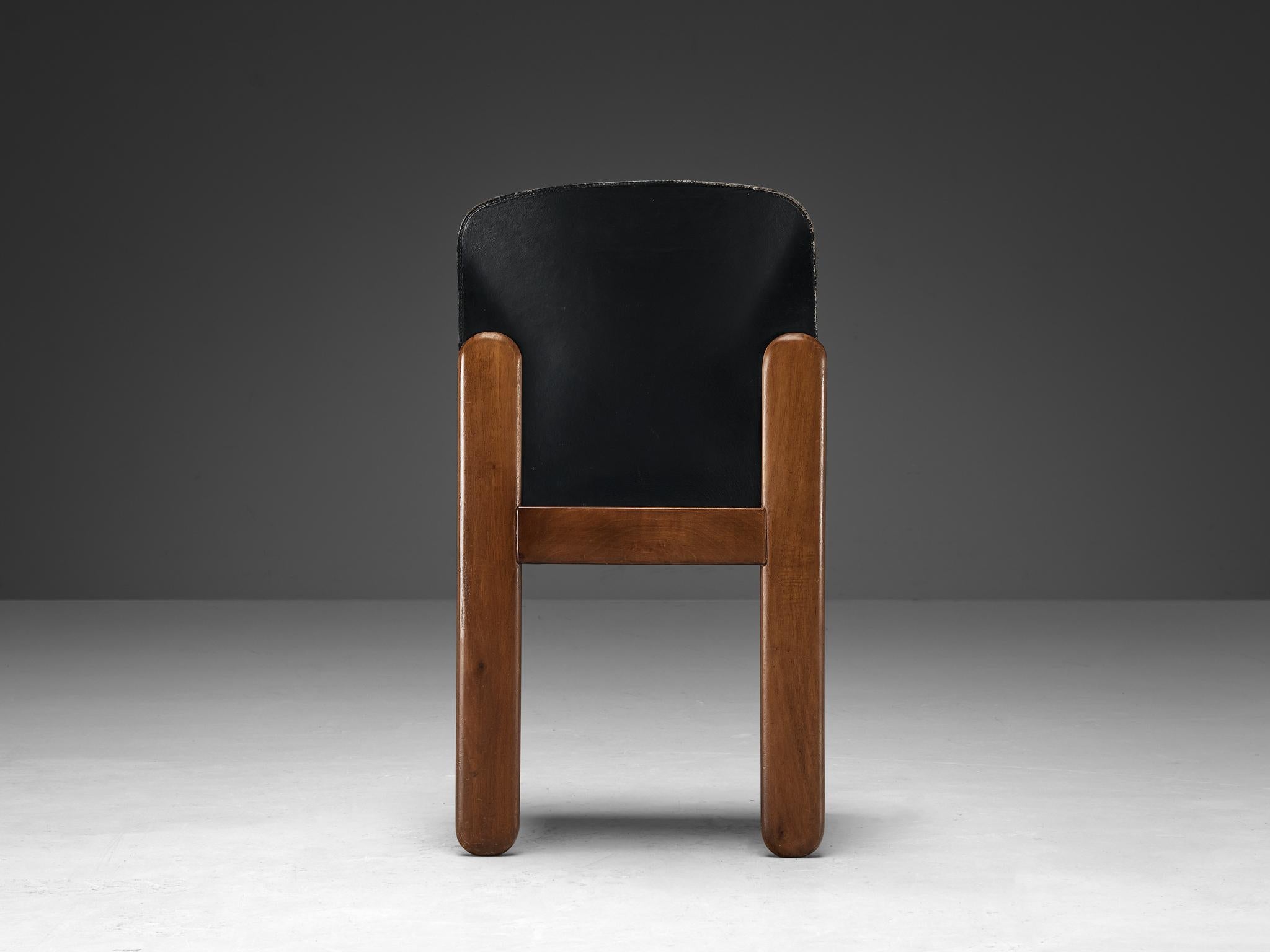 Italian Silvio Coppola for Bernini Set of Eight Dining Chairs in Walnut  For Sale