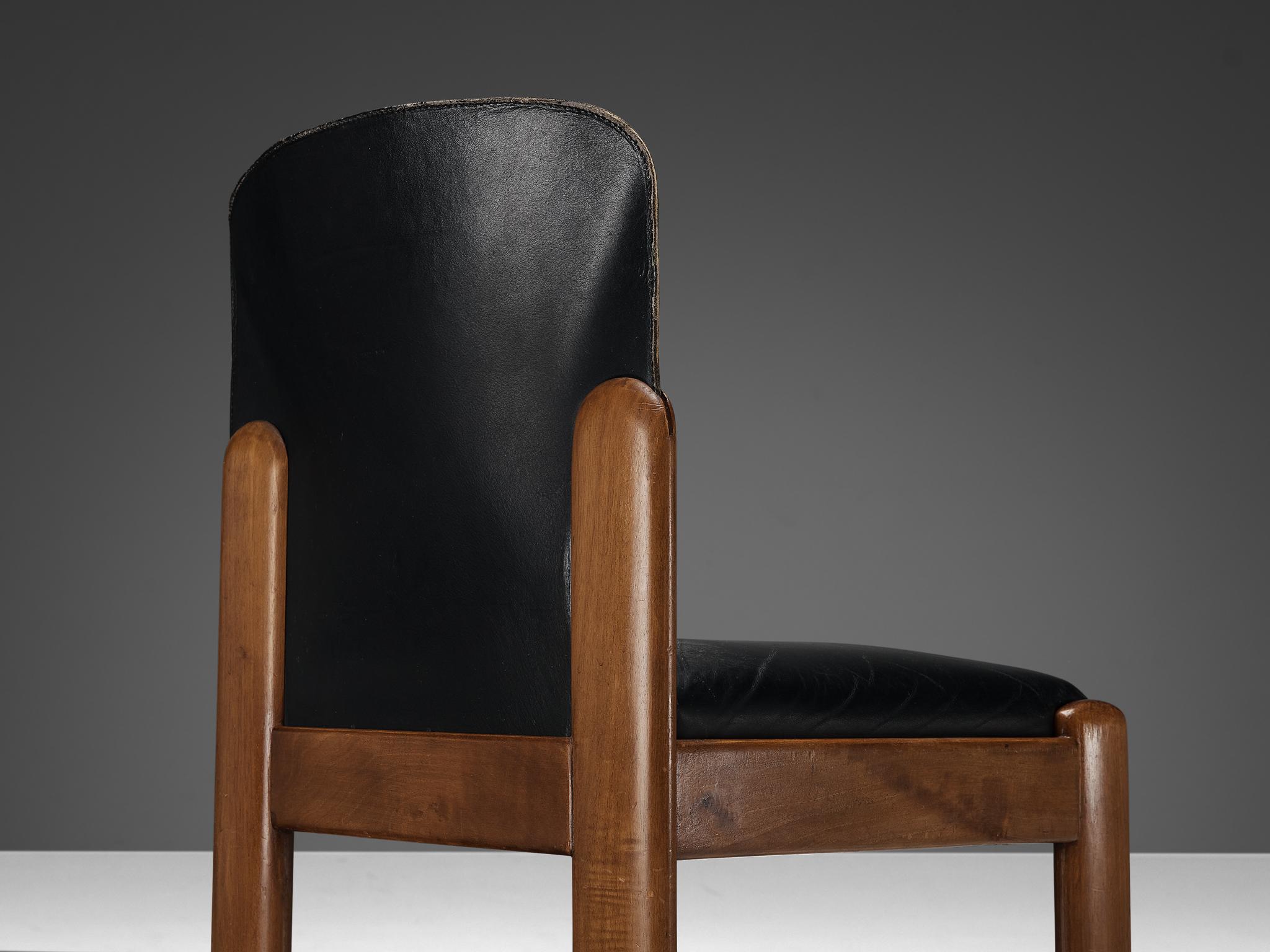 Mid-20th Century Silvio Coppola for Bernini Set of Eight Dining Chairs in Walnut  For Sale