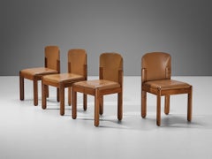 Silvio Coppola per Bernini Set di quattro sedie da pranzo in pelle e noce