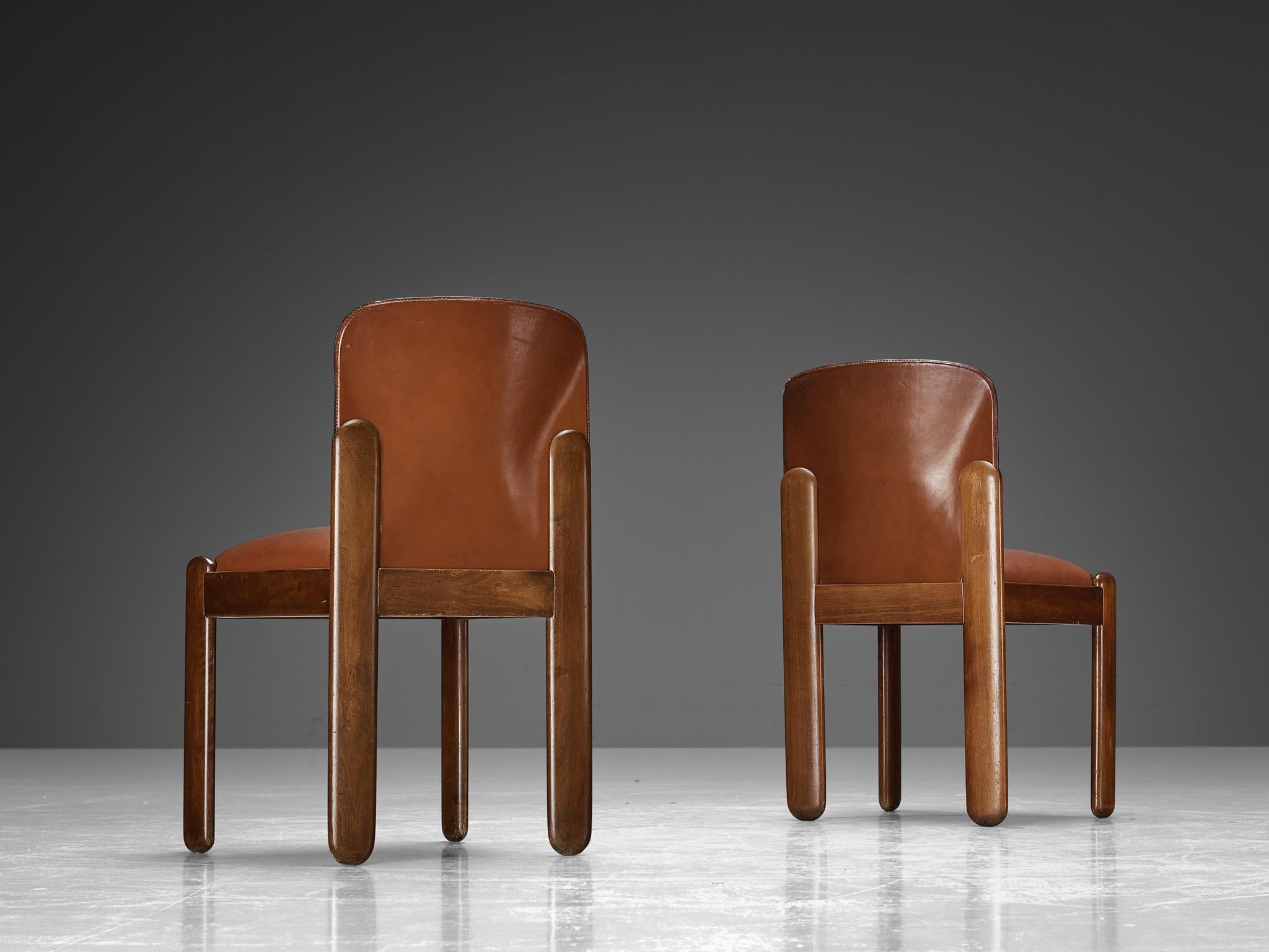 Mid-Century Modern Silvio Coppola for Bernini Set of Six Dining Chairs in Walnut  For Sale