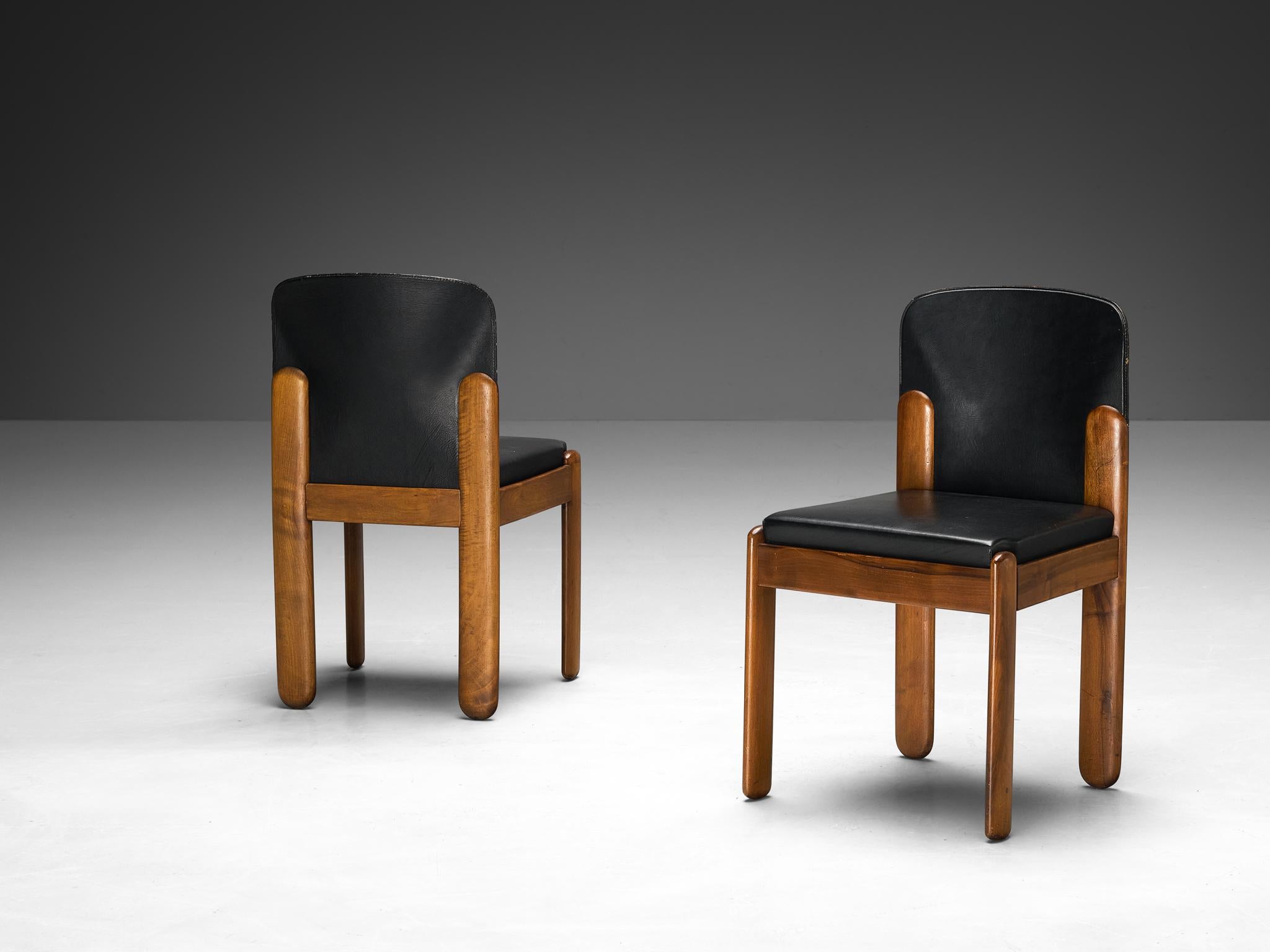 Silvio Coppola für Bernini: Sechser-Set Esszimmerstühle aus Nussbaumholz  (Moderne der Mitte des Jahrhunderts) im Angebot