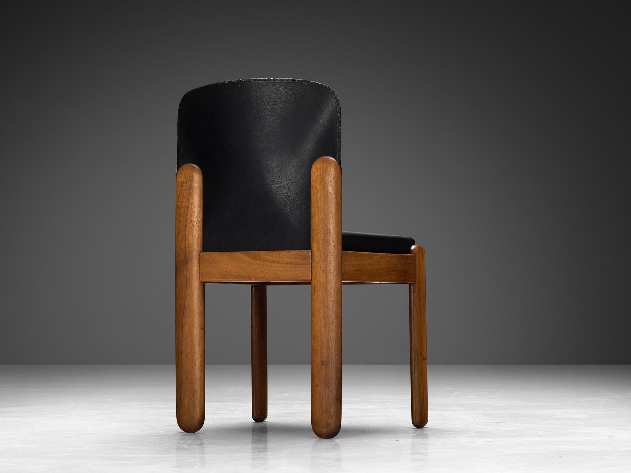 Italian Silvio Coppola for Bernini Set of Six Dining Chairs in Walnut  For Sale