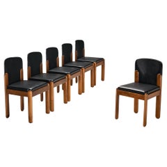 Silvio Coppola for Bernini Set of Six Dining Chairs in Walnut 