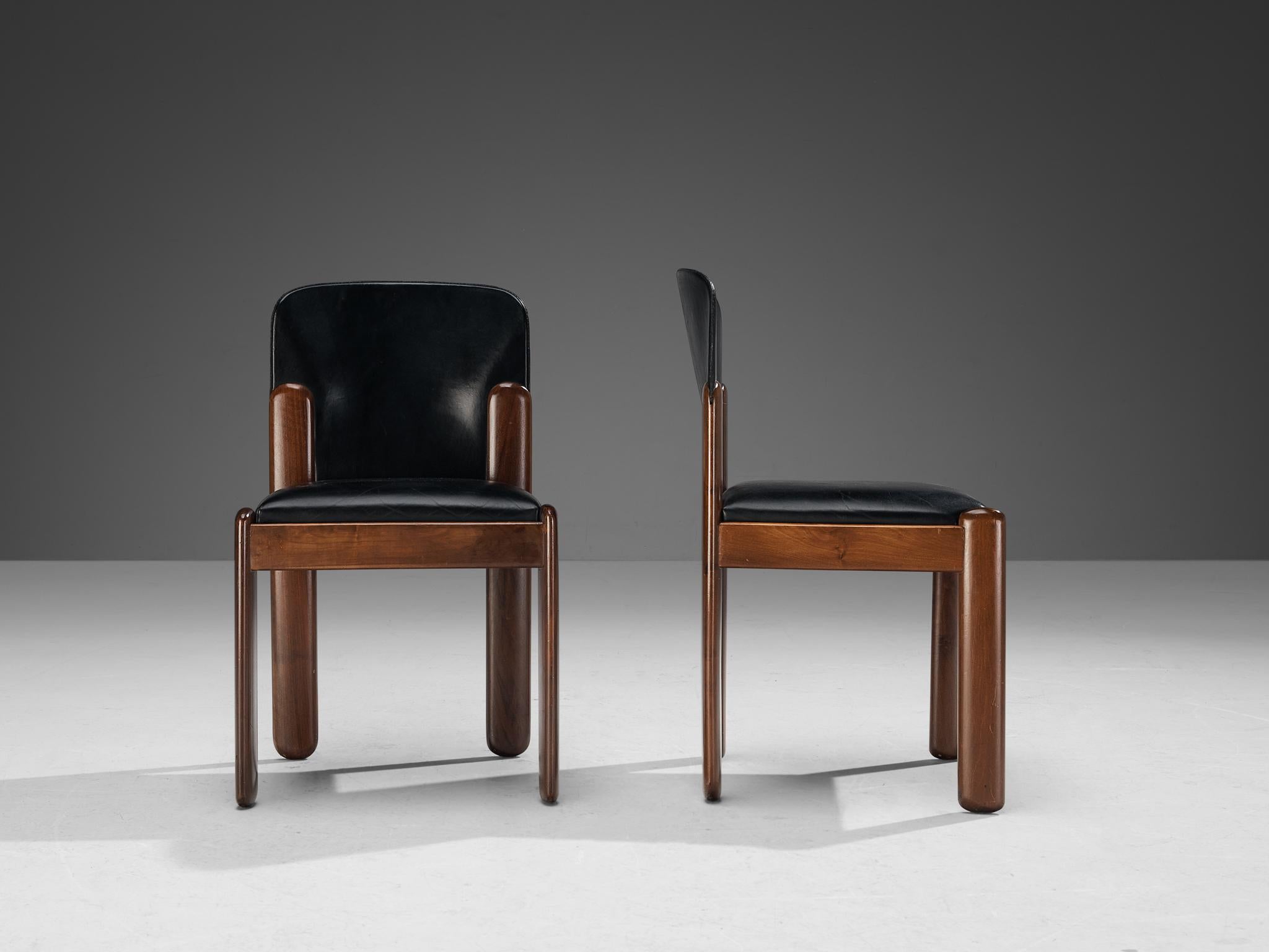 Silvio Coppola for Bernini Set of Twelve Dining Chairs in Black Leather 4