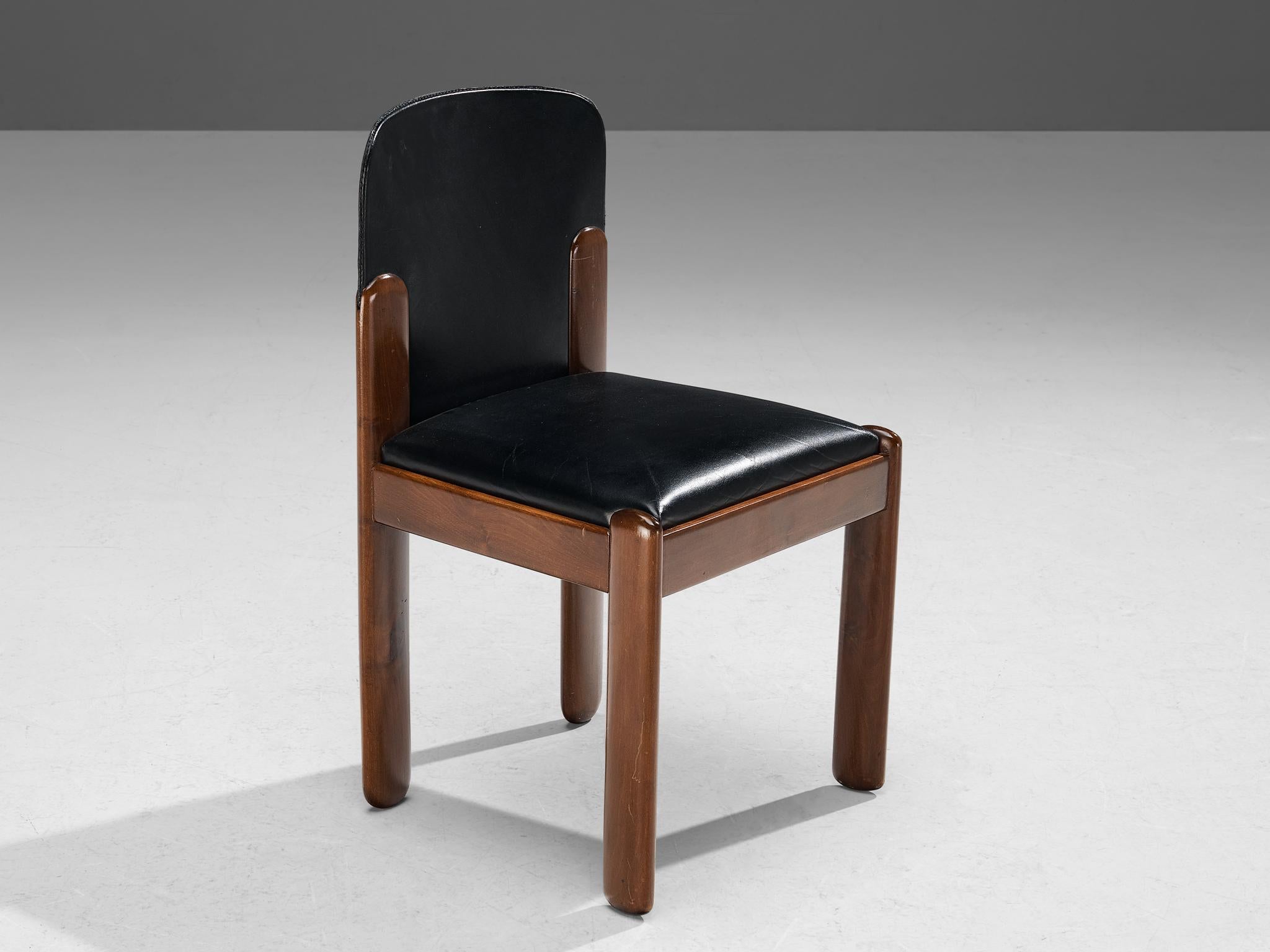 Silvio Coppola for Bernini Set of Twelve Dining Chairs in Black Leather 5