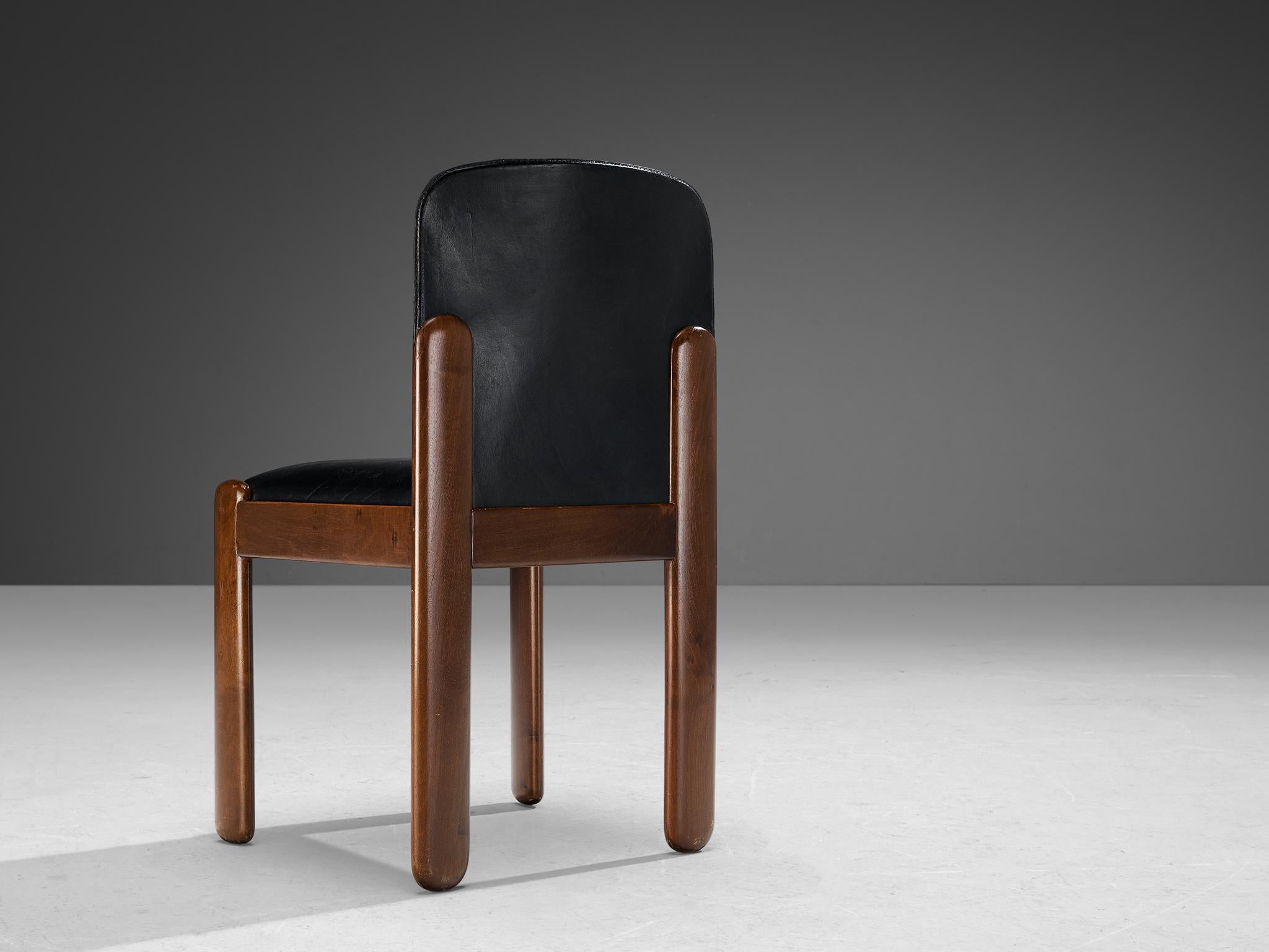 Silvio Coppola for Bernini Set of Twelve Dining Chairs in Black Leather 2