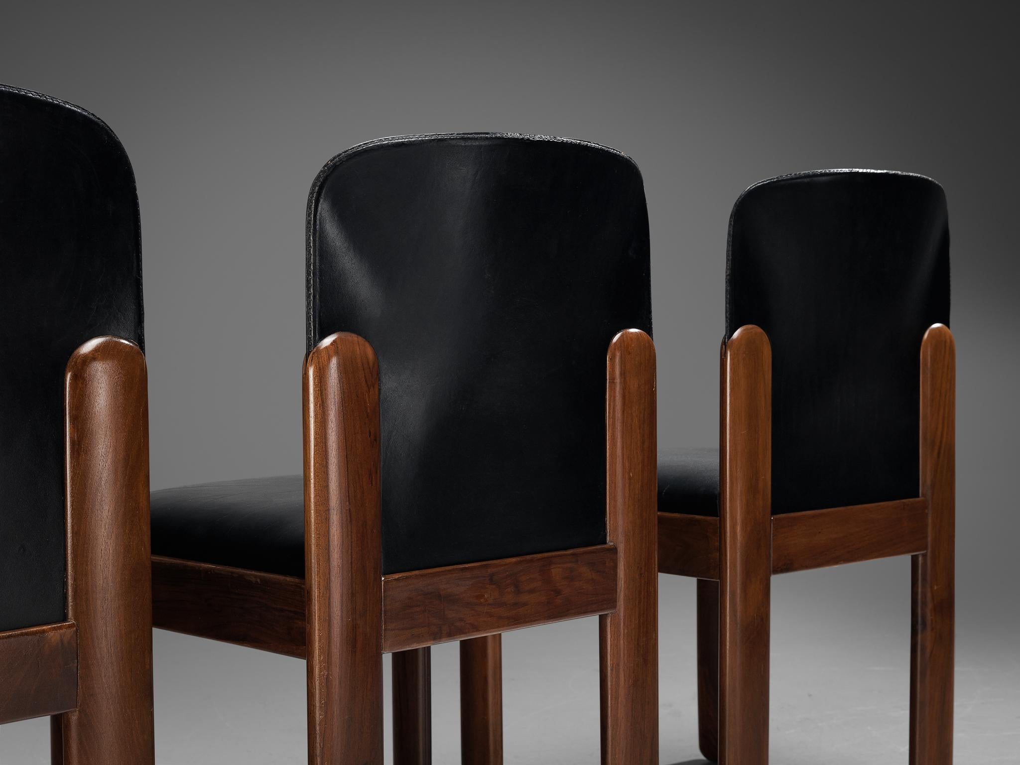 Silvio Coppola for Bernini Set of Twelve Dining Chairs in Black Leather 3