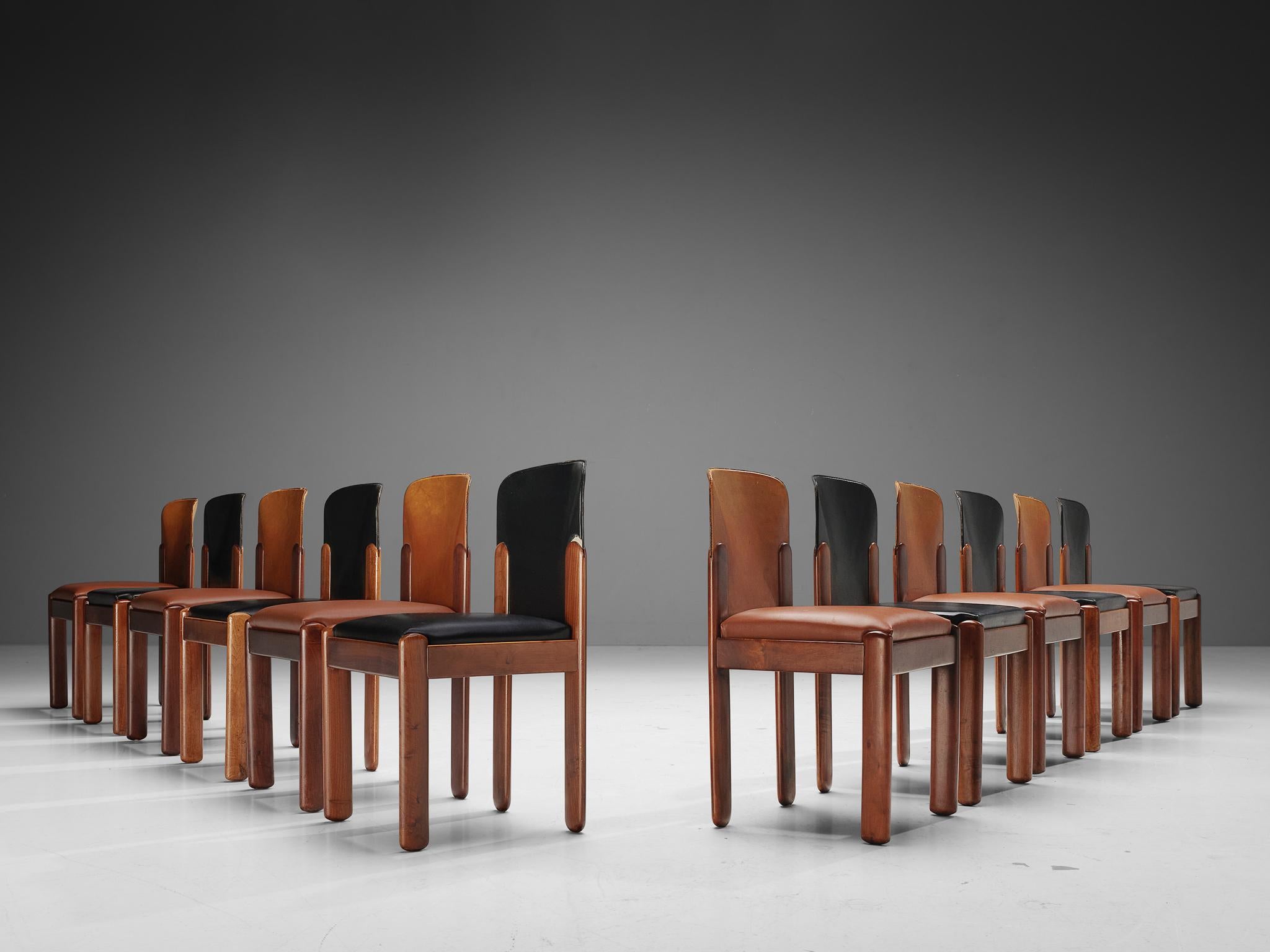 Silvio Coppola for Bernini Set of Twelve Dining Chairs in Leather 2