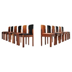 Silvio Coppola for Bernini Set of Twelve Dining Chairs in Leather