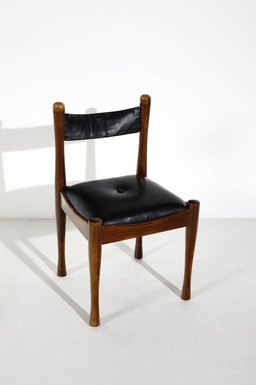 Mid-Century Modern Silvio Coppola Model 620 Italian Leather Dining Chairs for Bernini, Set of Six For Sale