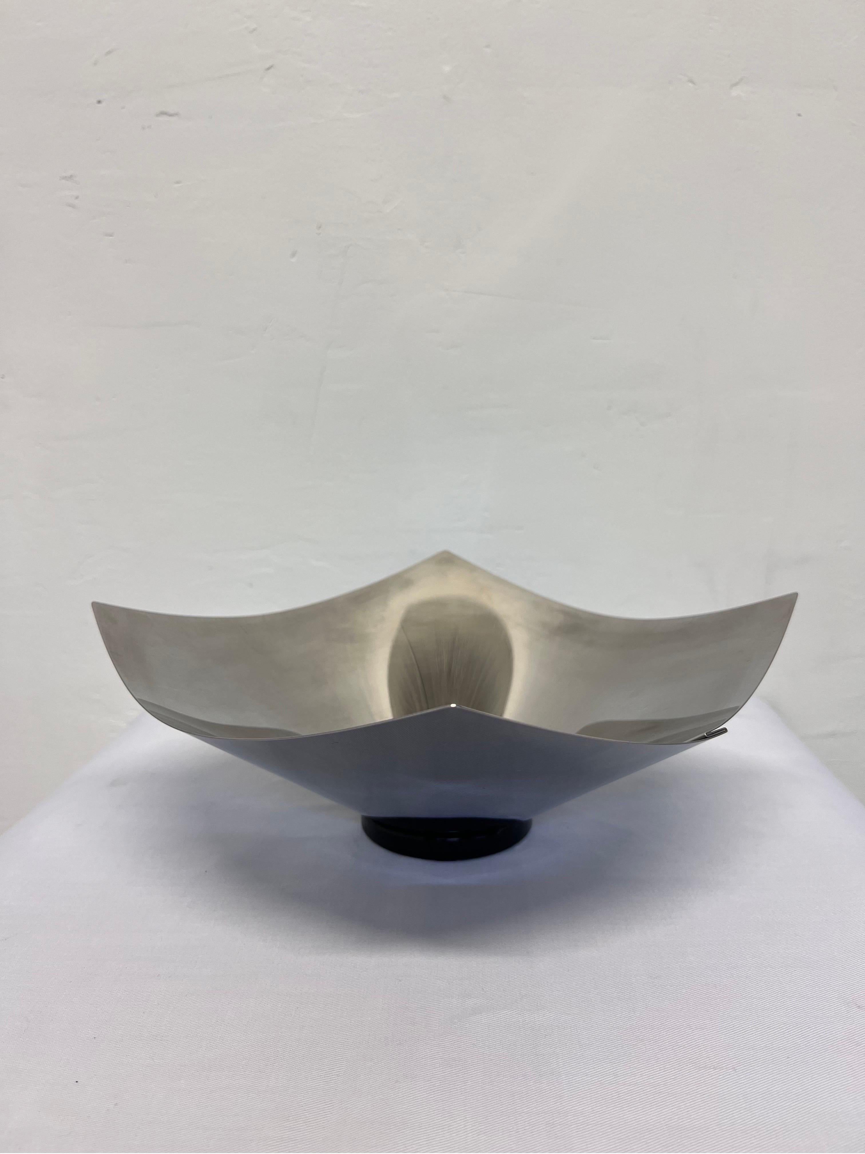 Modern Silvio Coppola Polished Stainless Steel Lobo Fruit Bowl for Alessi, 1990s