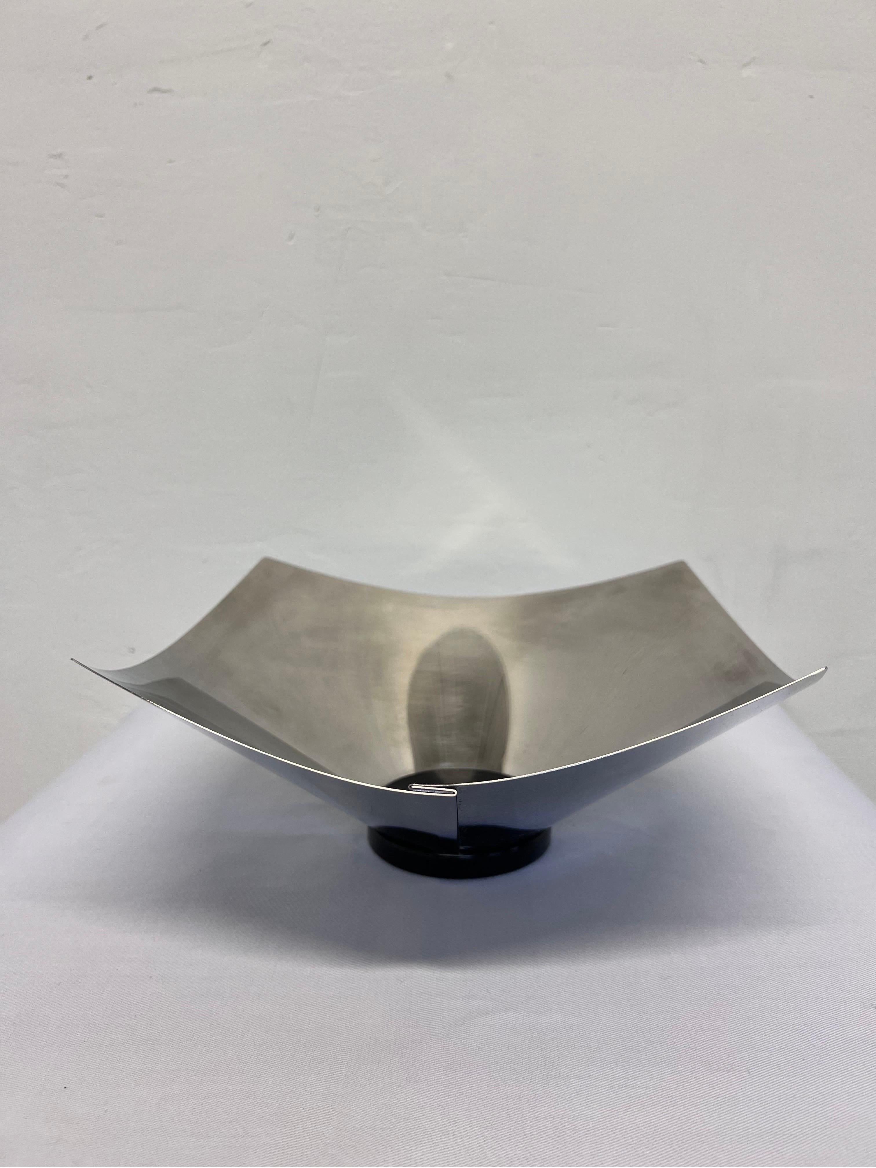 Italian Silvio Coppola Polished Stainless Steel Lobo Fruit Bowl for Alessi, 1990s