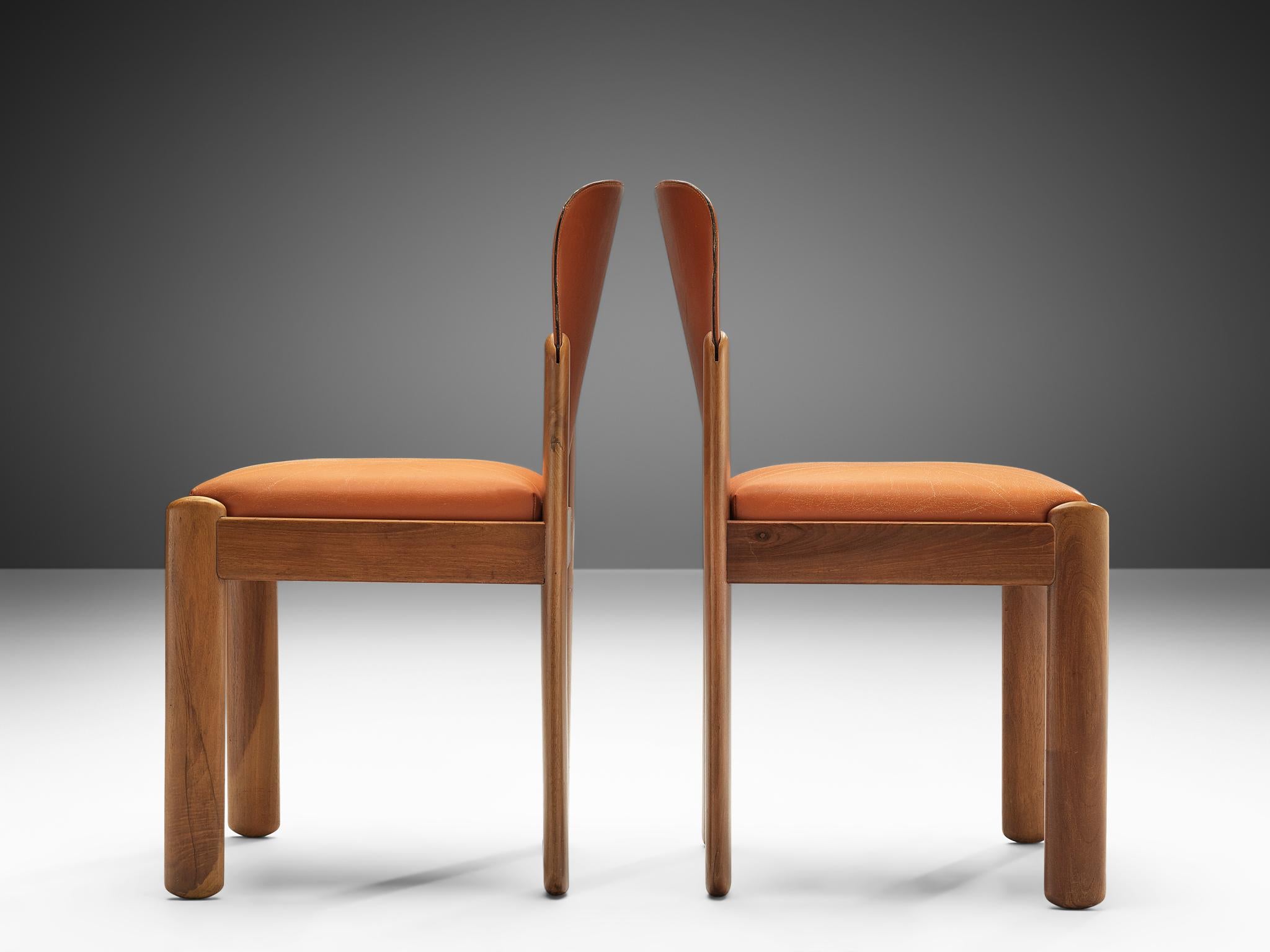 Silvio Coppola Set of Six Dining Chairs in Cognac Leather In Good Condition In Waalwijk, NL