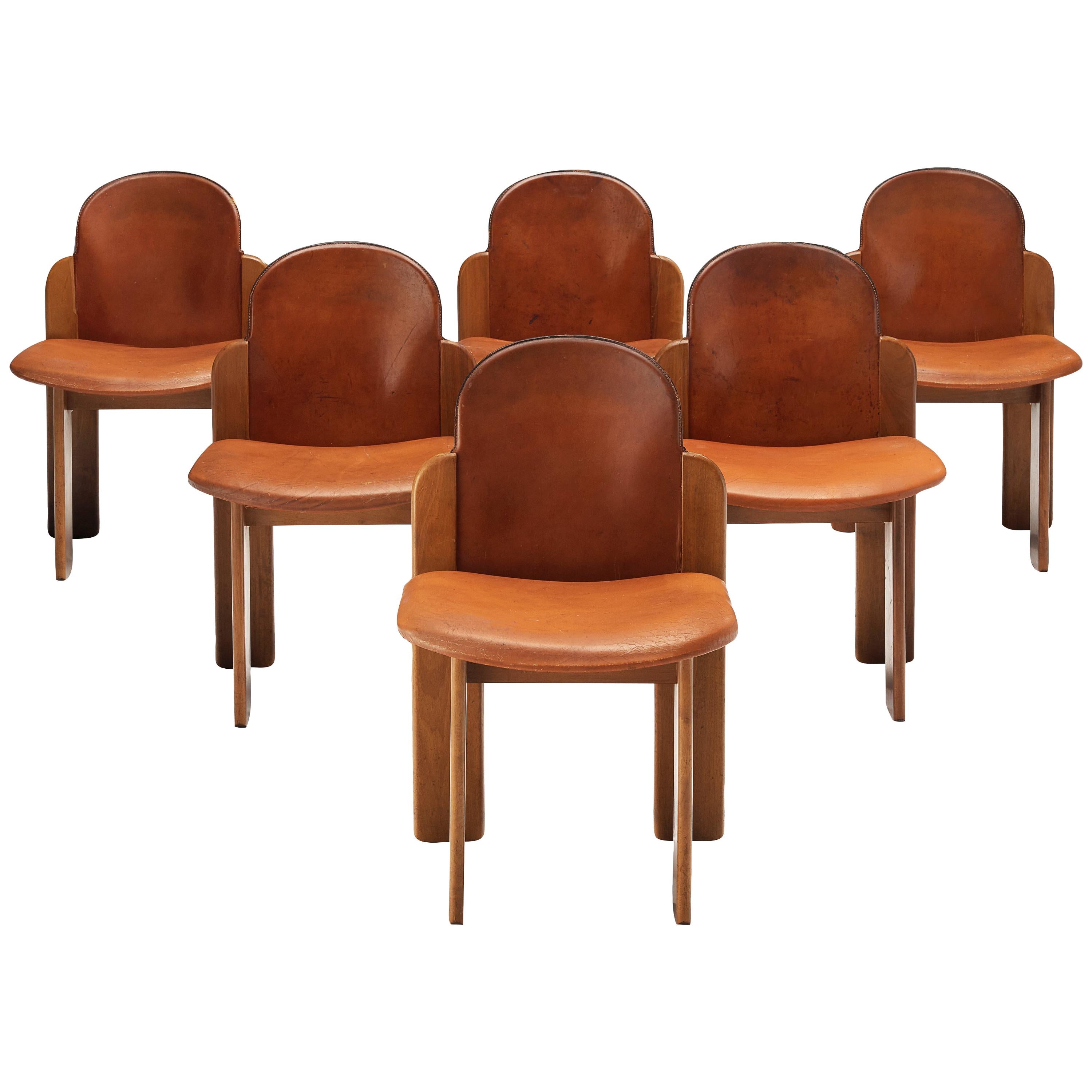 Silvio Coppola Set of Six Dining Chairs Model 330 in Walnut