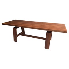Silvio Coppola Walnut Dining Table with Ceramic Inserts, Italy, 1968