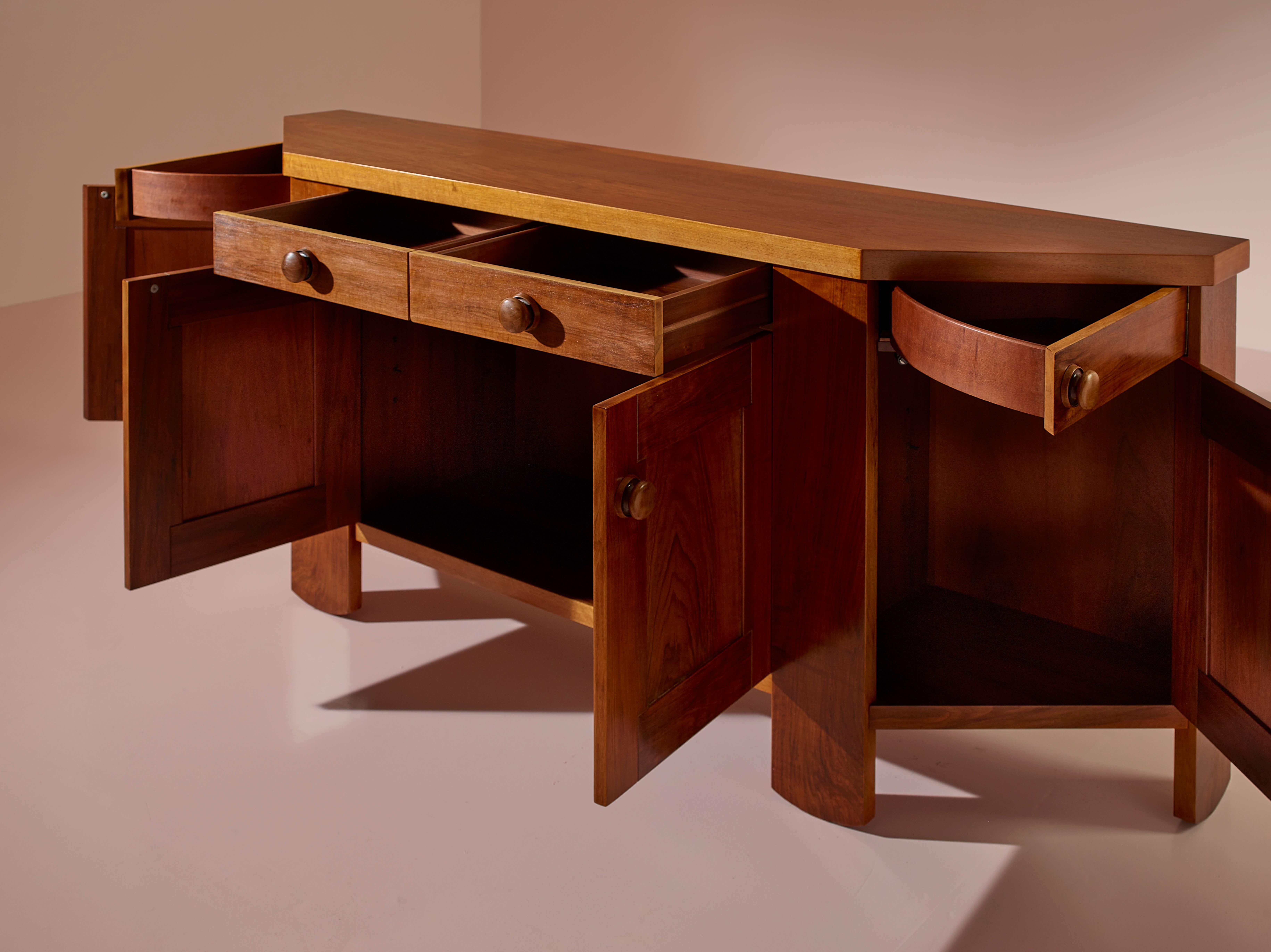Walnut Silvio Coppola walnut sideboard by Bernini, Italy, 1960s For Sale