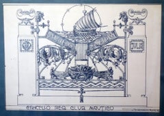 Silvio Gambini Italian Liberty Wrought Iron Early 1900 Drawing