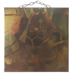 Silvio Giovenetti Acid Atched Abstract Painting on Steel, 1972