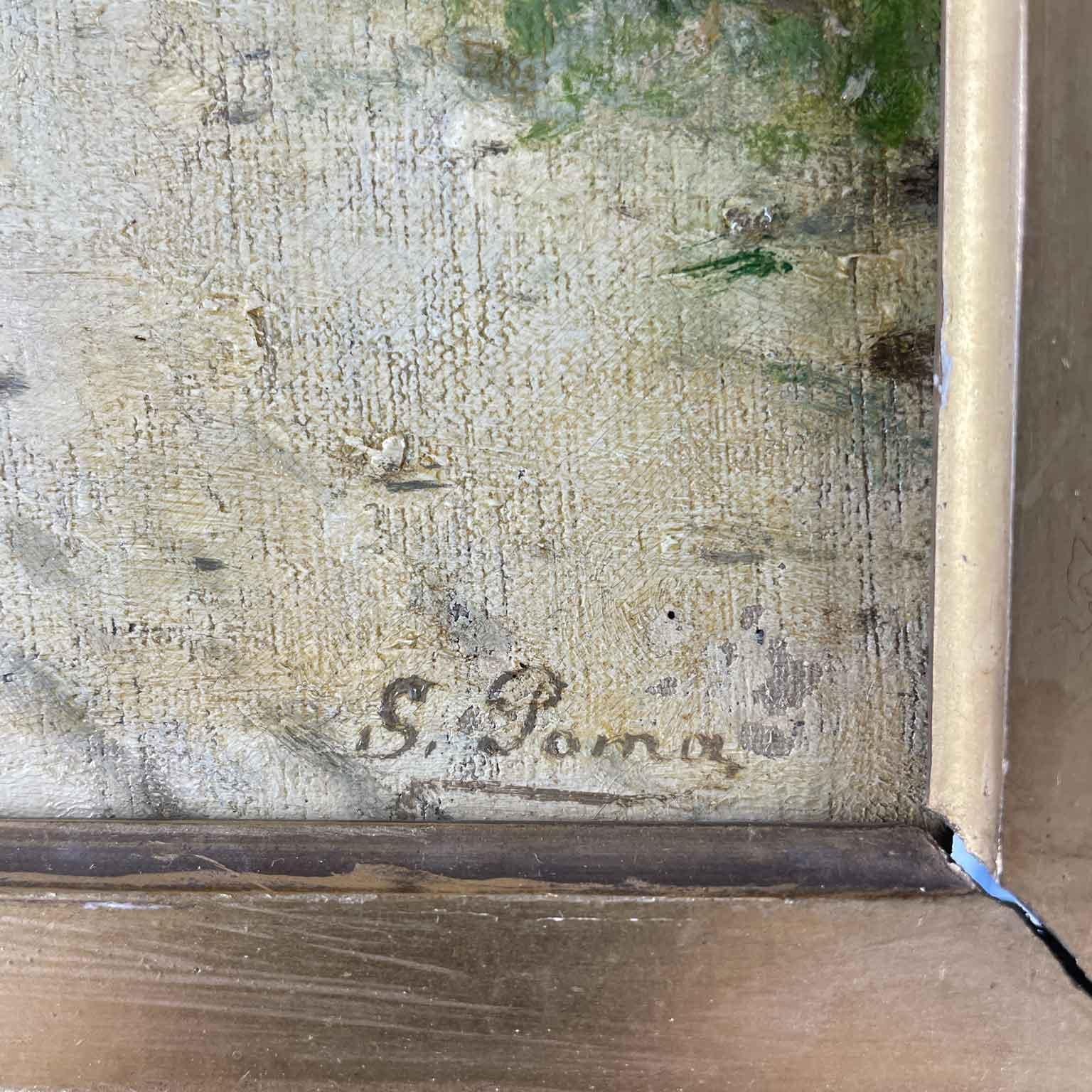 Aperçu d'un paysage de campagne italien avec des bergers par Silvio Poma 19e siècle en vente 4