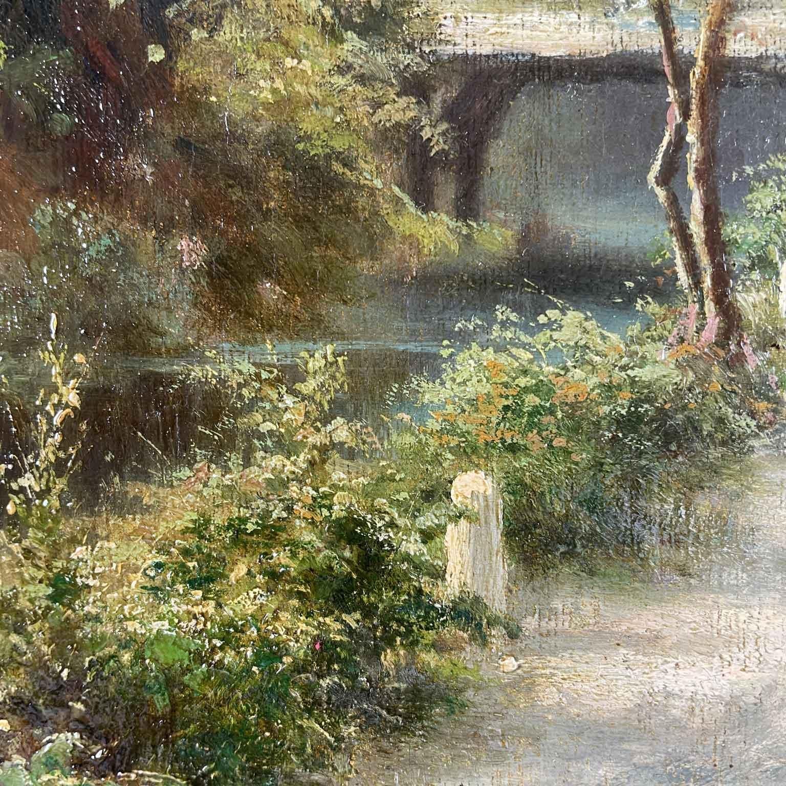 Aperçu d'un paysage de campagne italien avec des bergers par Silvio Poma 19e siècle en vente 6
