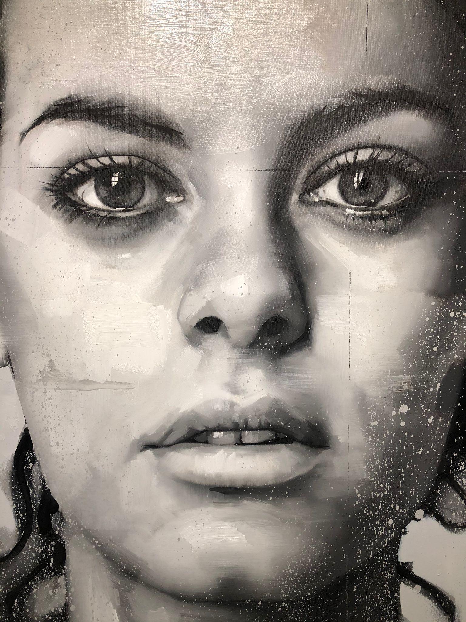 Claire de lune (Grau), Portrait Painting, von Silvio Porzionato