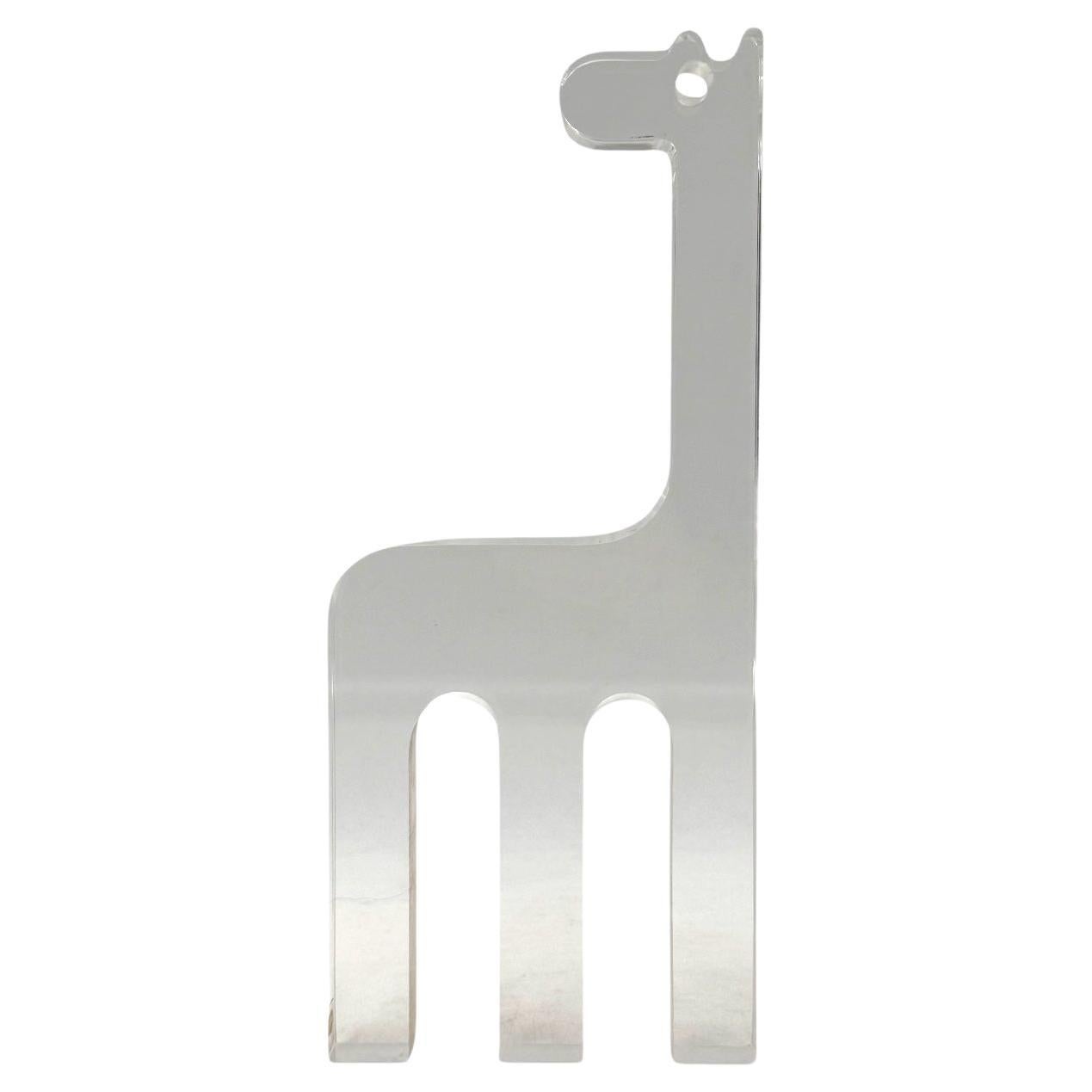 Silvio Russo, escultura jirafa de lucite, Guzzini Italia años 70