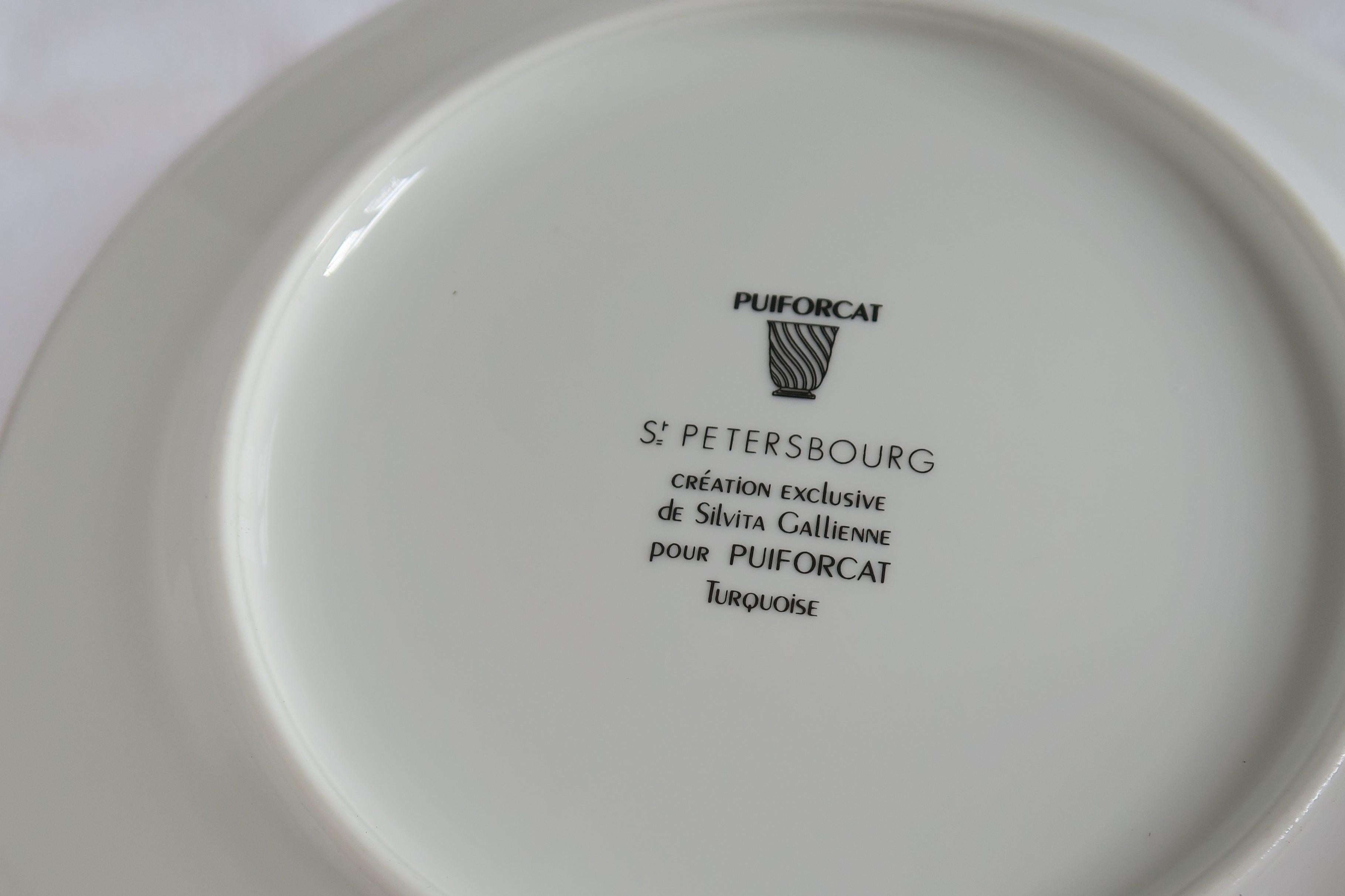 Silvita Gallienne for Puirforcat St. Petersbourg Porcelain Dish Set In Excellent Condition For Sale In Vienna, AT