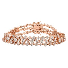Silvoora Triple Row White Zircon Rose Gold Bracelet in 925 Silver Christmas Gift
