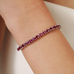 Silvorra 10.1 Carat Natural Ruby Tennis Bracelet in 925 Silver Elegant Prong Set