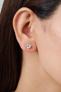 Silvorra 1.14CT Modern Minimalist Heart Cut Aqaumarine 925 Silber Ohrstecker