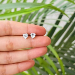 Silvorra 1.14CT Modern Minimalist Heart Cut Aqaumarine 925 Silver Stud Earrings
