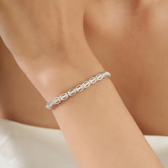 Bracelet Silvorra en argent 925 avec Links ovales alternés sertis de diamants d'un poids total de 1,24 carat, 7 pouces