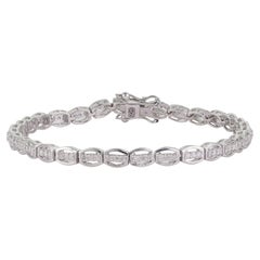 Bracelet Silvorra en argent 925 avec Links ovales alternés sertis de diamants d'un poids total de 1,24 carat, 7 pouces