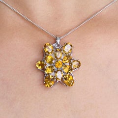 Silvorra 12.45 Carat Natural Citrine Star Pendant in Solid 925 Sterling Silver