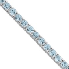 Silvorra 13CT Round Aquamarine 925 Sterling Silver Tennis Bracelet Luxury Gift