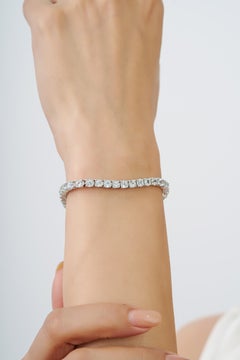 Silvorra 13CT Runde Aquamarin 925 Sterling Silber Tennis Armband Luxus Geschenk