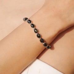 Silvorra 14.21ct Silber Natural Black Star Oval Tennis Armband für Frauen Geschenk