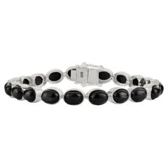 Silvorra 14.21ct Silber Natural Black Star Oval Tennis Armband für Frauen Geschenk